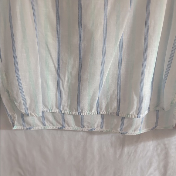 Vineyard Vines Blue White Stripe Pink Embroidered Boho Blouse Tunic Top Size S - Picture 4 of 10